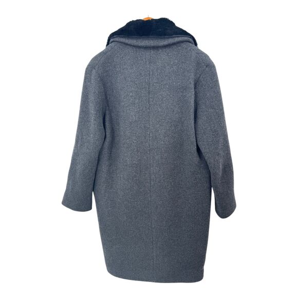 Zadig & Voltaire Coat Wool Gray Detachable Rabbit Fur Collar Size S - Picture 6 of 7